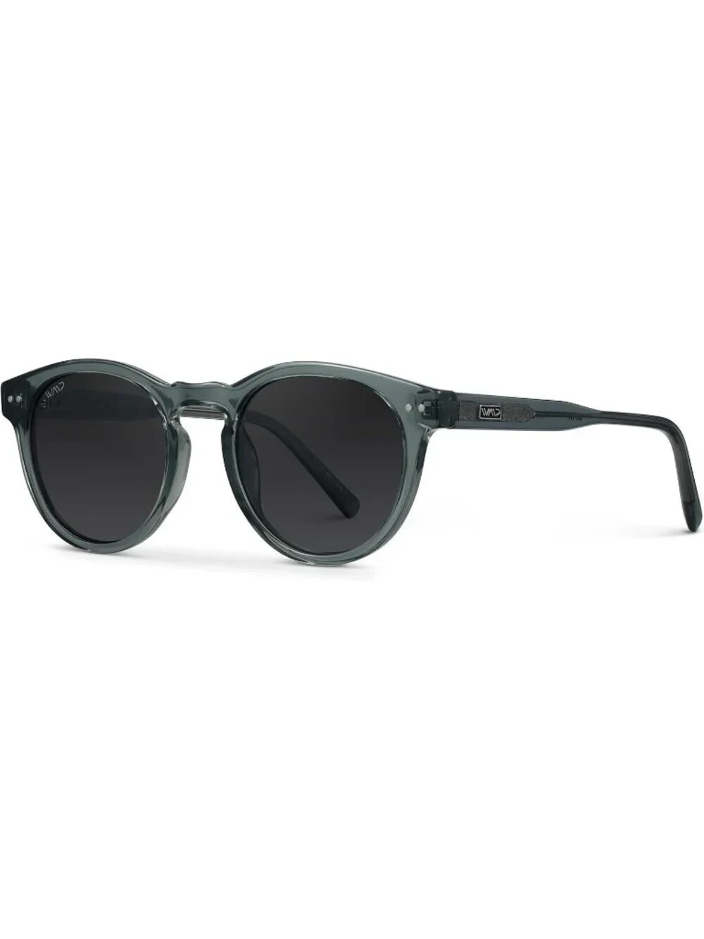 Women's Crystal Blue Frame Smoke Glasses Round Polarized Retro Wear Protection